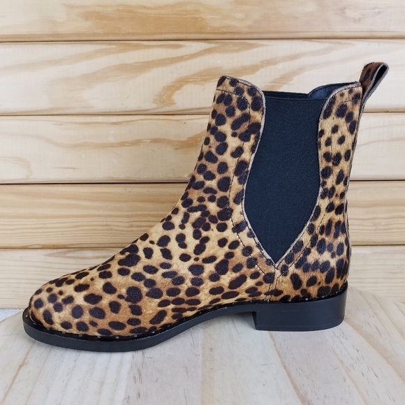Rebecca Minkoff 7 US Sabeen Too Chelsea Boots Leopard Print Cow Fur Booties NEW - Picture 8 of 12